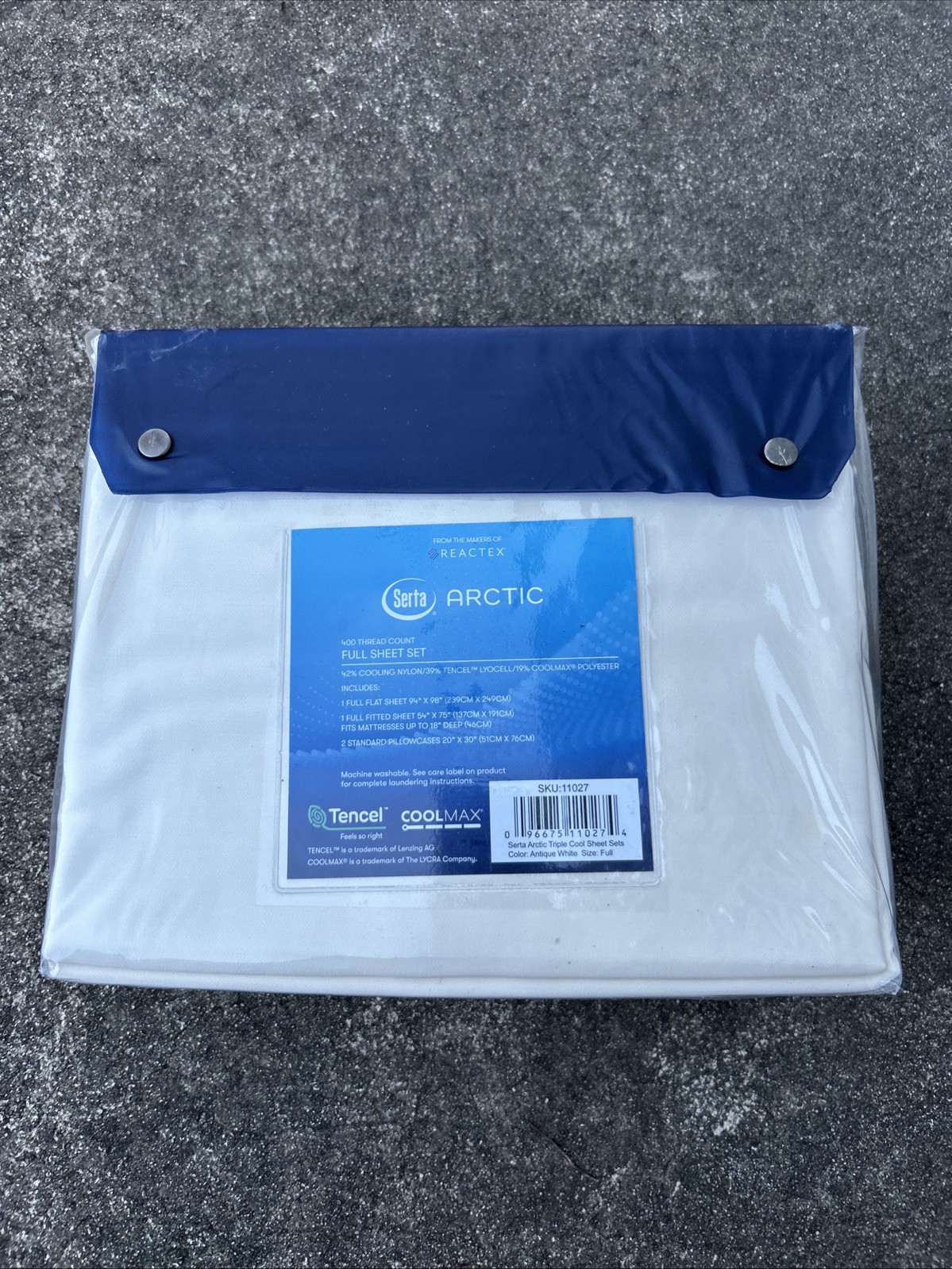 Serta Arctic 400 Thread Count Cooling Sheet Set Antique White, Full