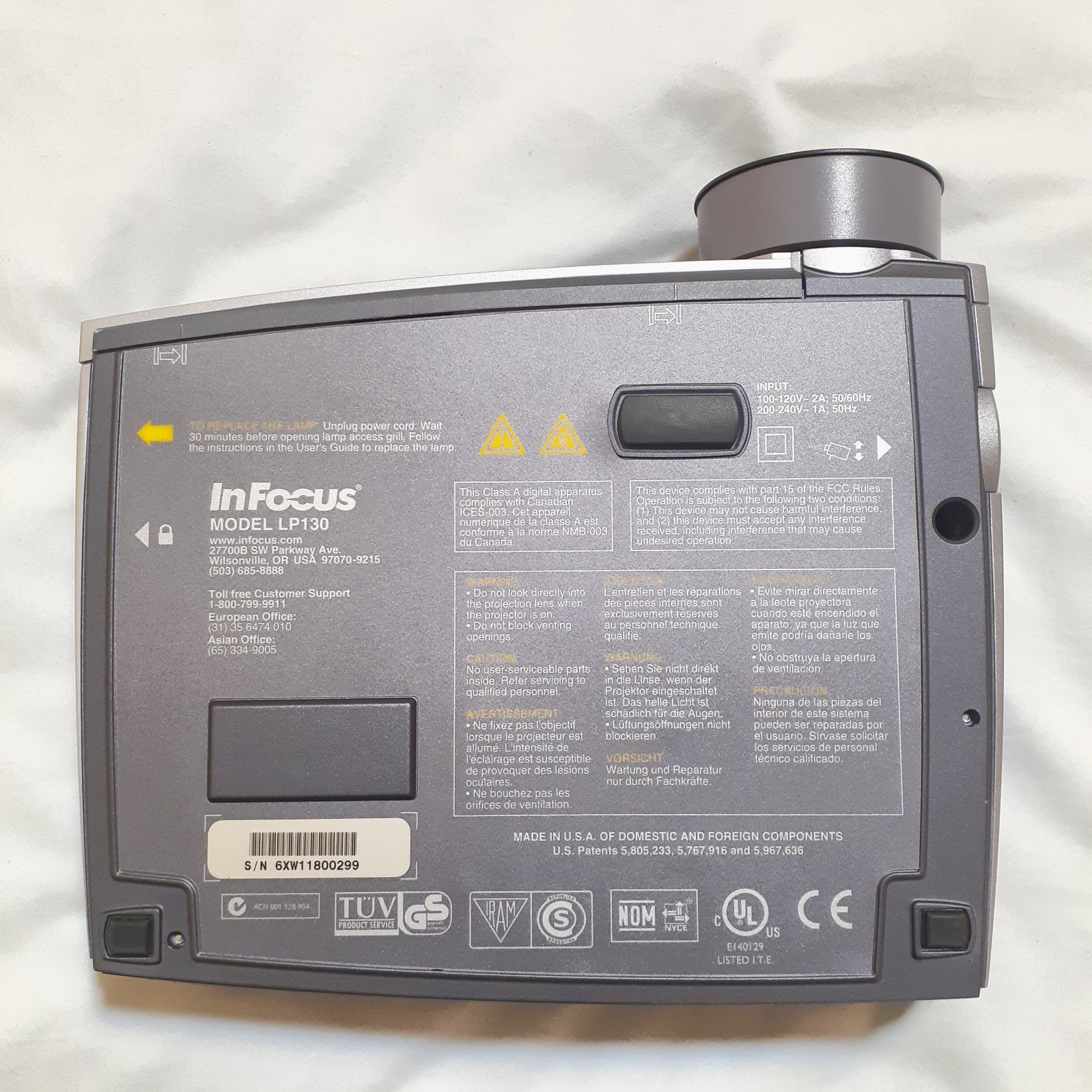 InFocus LP130 Projector Case Cables Remote Control Tested 34 Lamp Hours