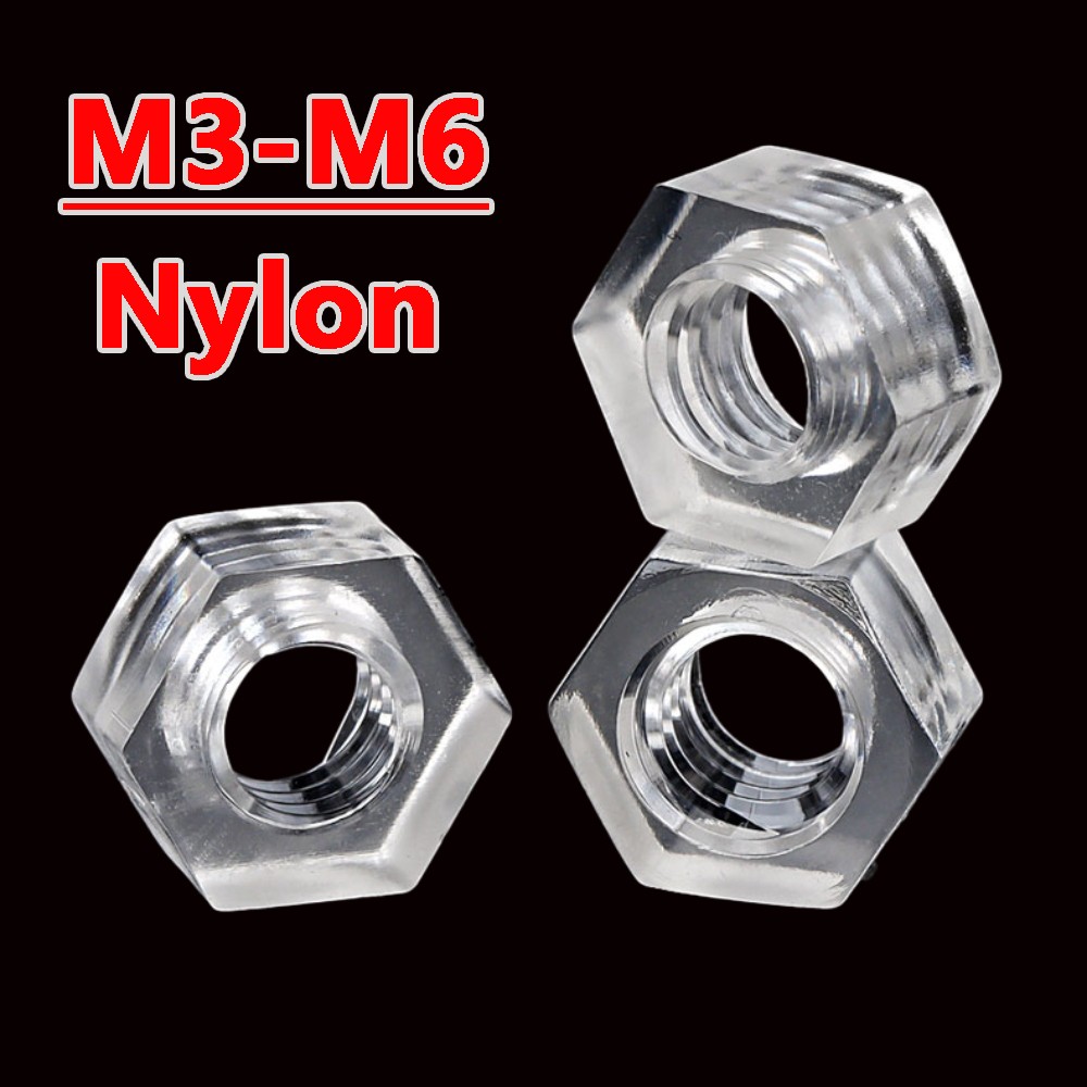 Hex Full Nuts DIN 934 Hexagon Nuts Transparent Nylon M3 M4 M5 M6 Metric