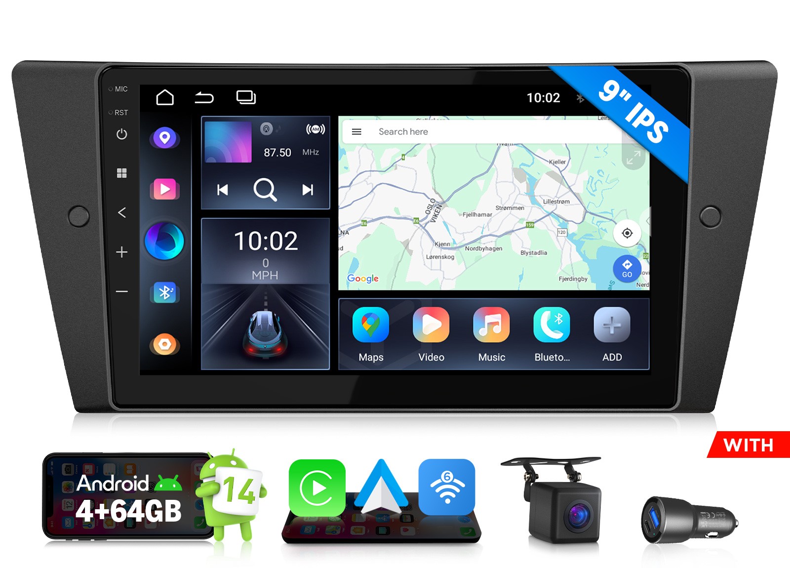 Android 14 E90X7A Head Unit Car GPS Radio Stereo CarPlay for BMW E90 E91 E92 E93