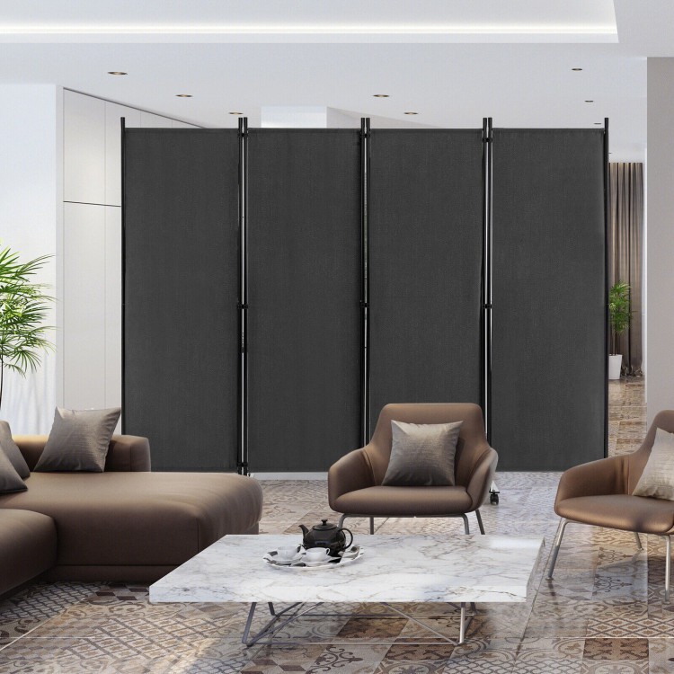4-Panel Folding Room Divider with Lockable Wheels - Portable Privacy Screen