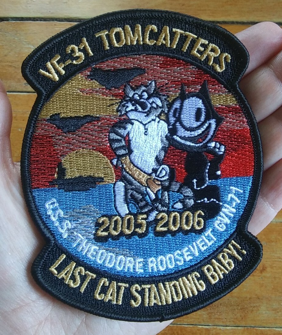 VF-31 TOMCATTERS Felix F-14 TOMCAT LAST CAT STANDING BABY! CVN 71 NAVY PATCH