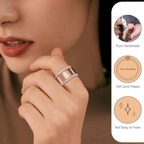 2-Pack 14K Gold Plated Stackable Bands for Oura Ring 5/Oura Ring 8 Rosegold
