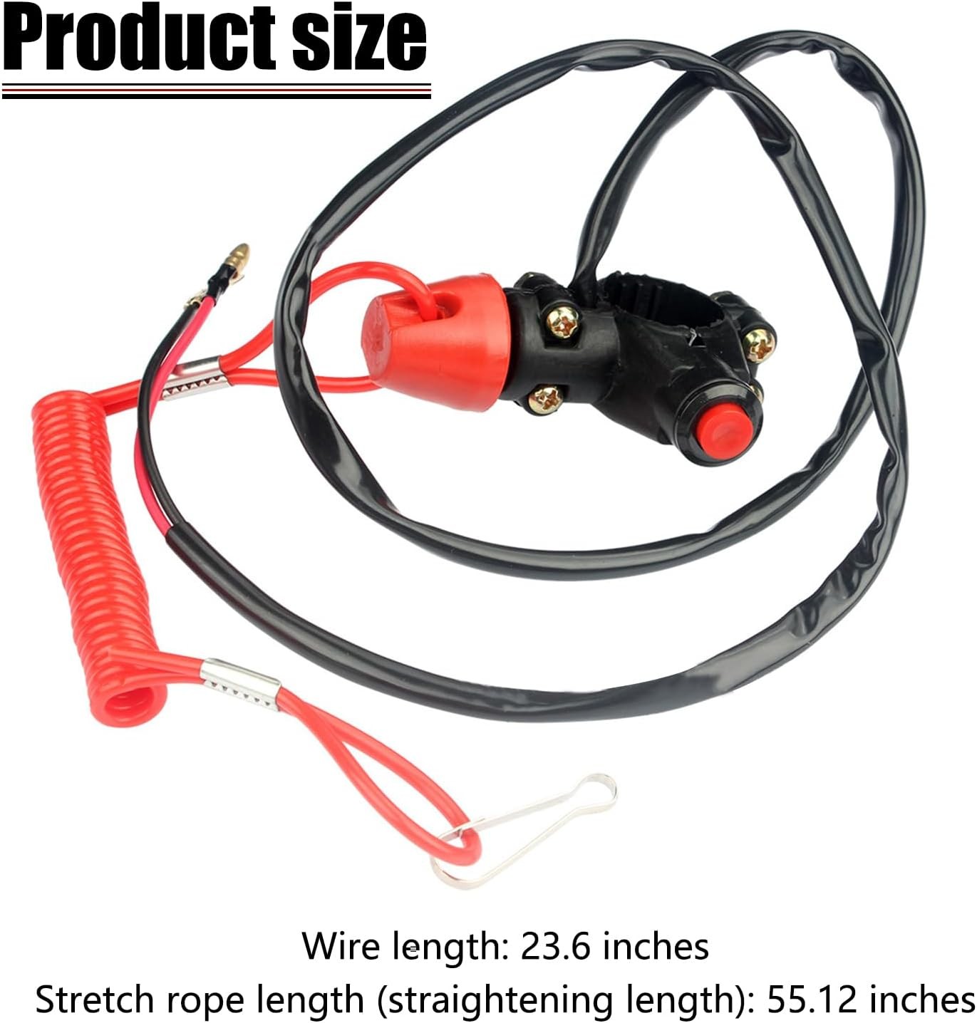 1 PC Motorcycle Boat Safety Kill Stop Switch, with Connector Tether Lanyard, Bea