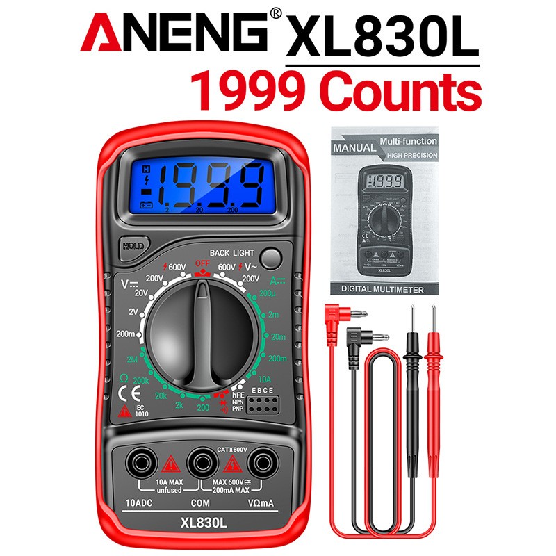 2x Digital Multimeter AC DC Voltmeter Ammeter Ohmmeter Volt Tester Meter XL830L