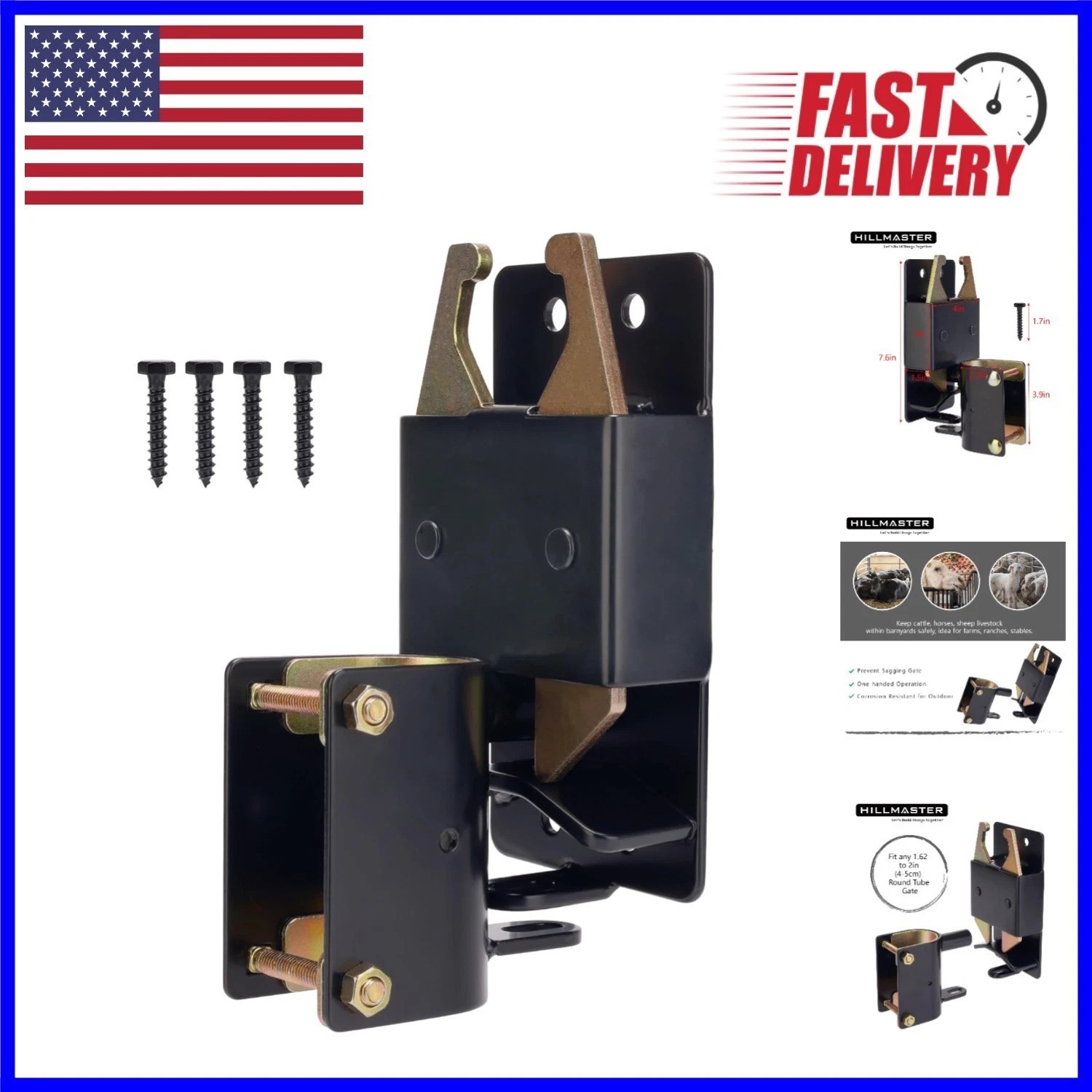 Heavy-Duty 2-Way Farm Gate Latch for Reliable Livestock Security - Easy Install