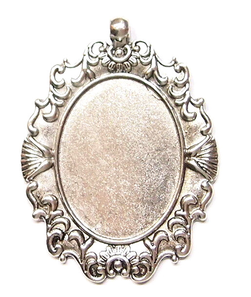 4 of 40x30mm Antique Silver Victorian Art Deco Renaissance Fan Pendant Settings