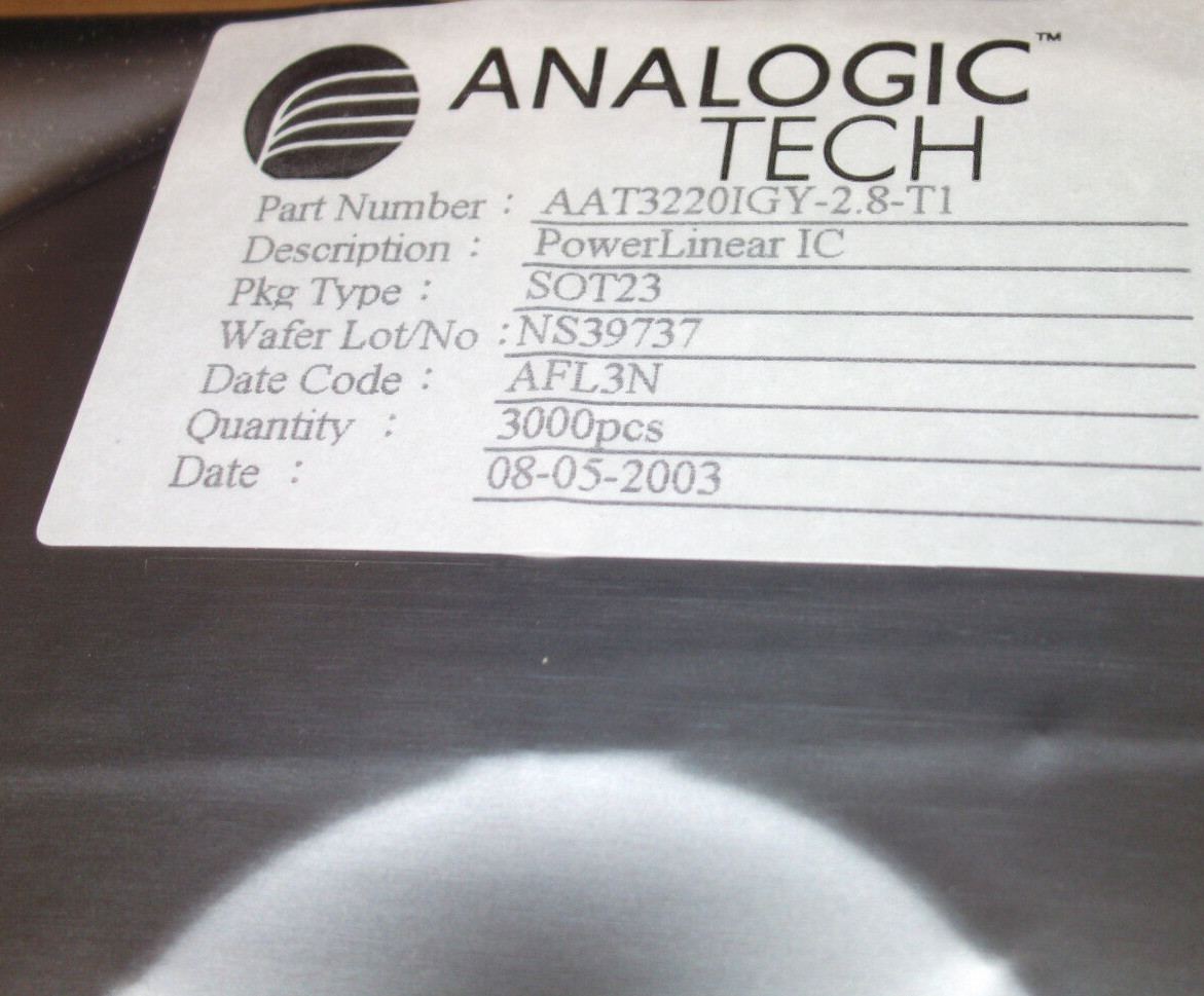 AAT3220IGY-2.8-T1 AAT3220IGY-2.8 ANALOGIC SOT23 SMT POWER LDO T/R ORIG LOT OF 4