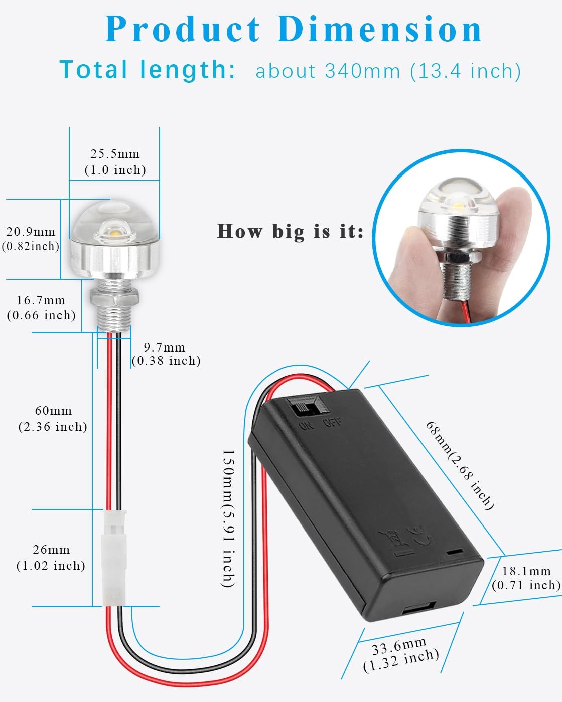 "AA Battery Box with LED Lamp & Switch, Mini 3V Light Wiring Kit, 1 Pack"