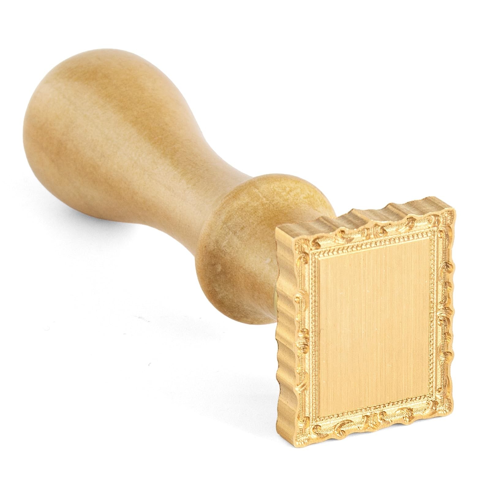 Pilloze Frame Wax Seal Stamp, 3D Embossed Relief Carving Brass Head and Gold