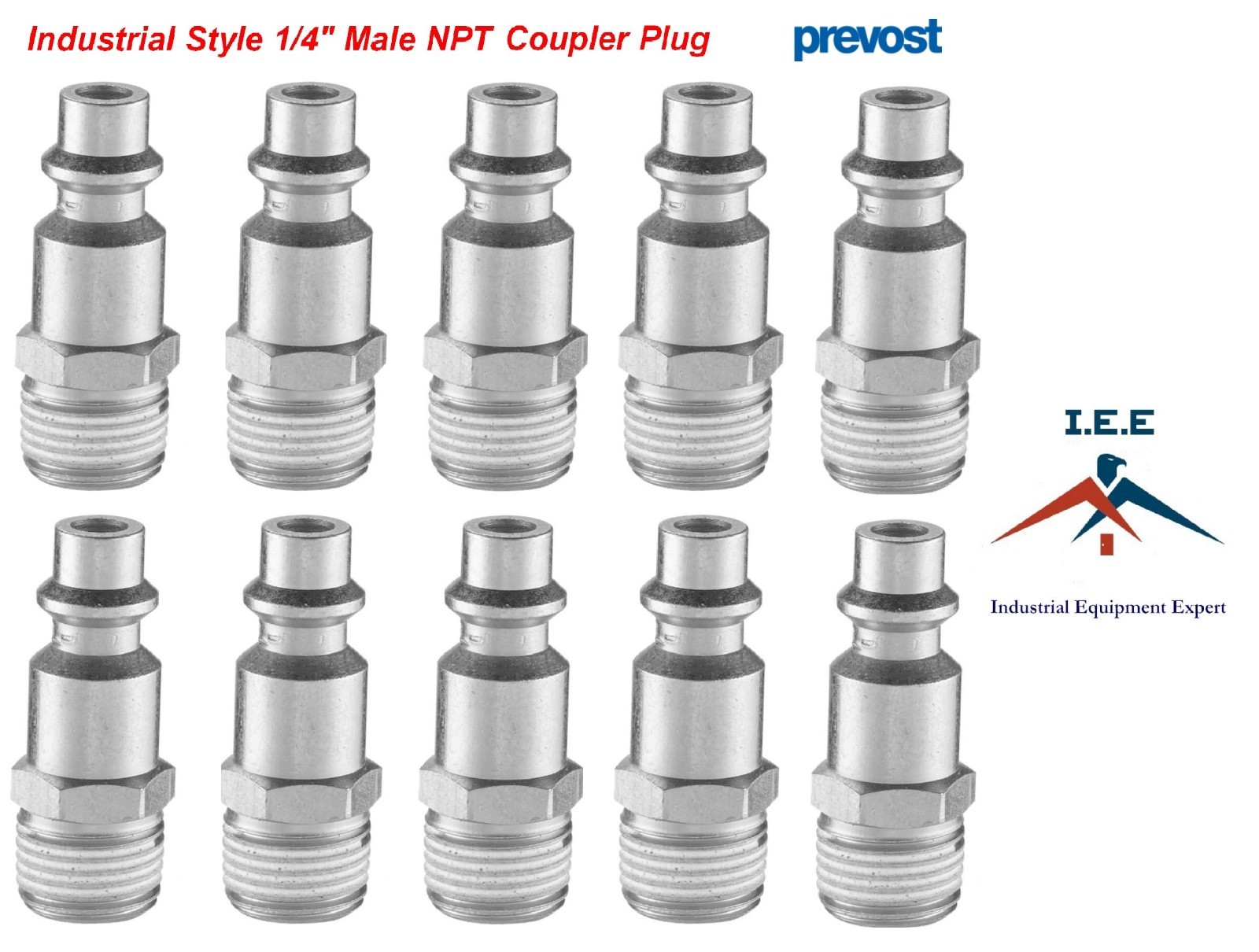 Set Of 10 Prevost High Quality Safety 1/4 Air Coupler Plug Male Industrial Style