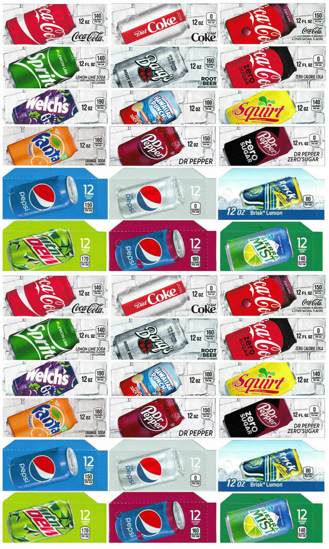 (36) COKE OR SODA VENDING MACHINE 12oz "CAN" VEND LABEL VARIETY PACK -New / OEM
