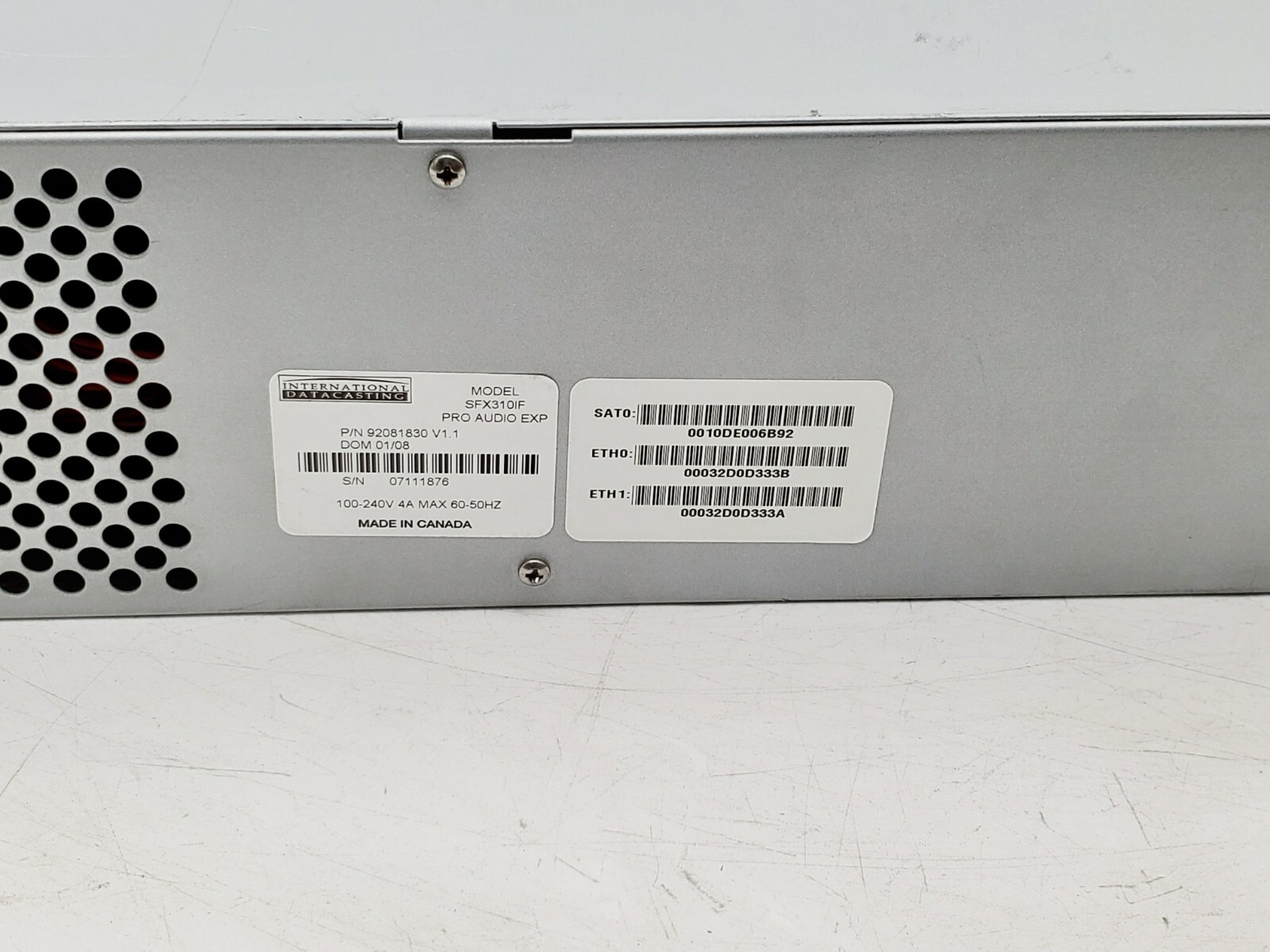 International Datacasting SFX3101F High-Performance Sat Receiver DVB-S/DVB-S2