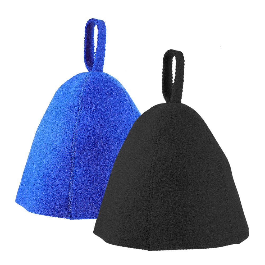 2 Pcs Wool Felt Sauna Caps Shower Hats Thickened Breathable Bath Caps for Sauna