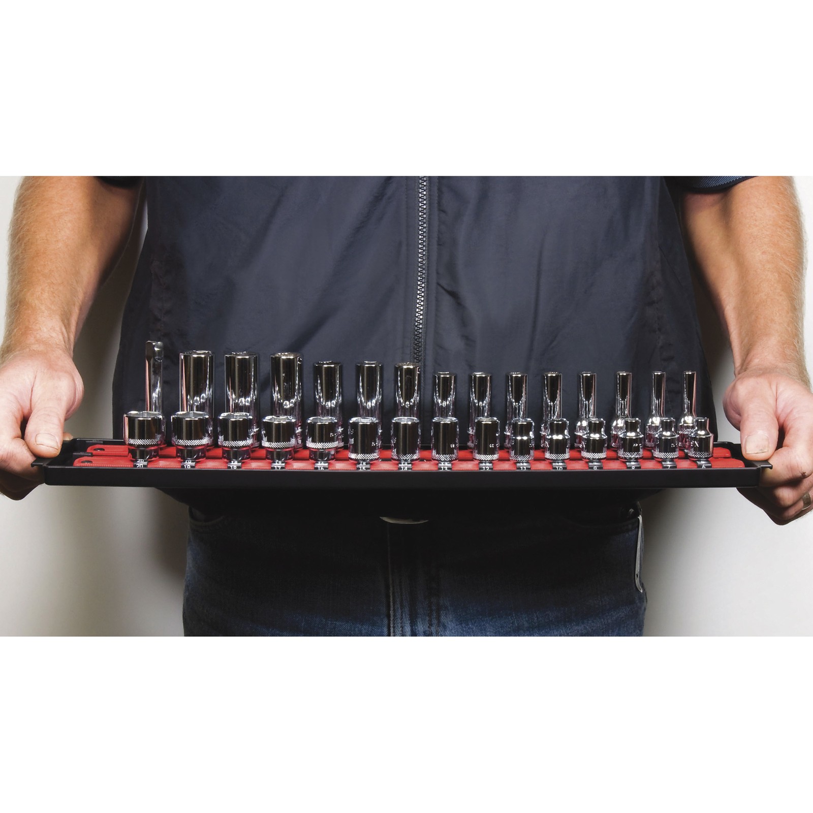 Ernst Manufacturing Socket Boss Organizer, 2 Rails, 1/2in.-Drive, Model# 8454