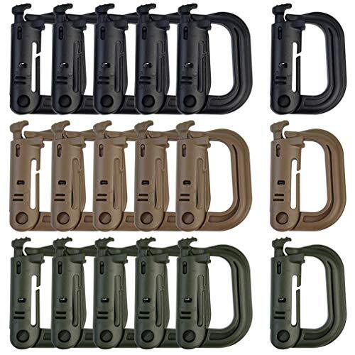 18 pcs Multipurpose Grimlock D-Ring Locking Molle Clips Hanging Hook for