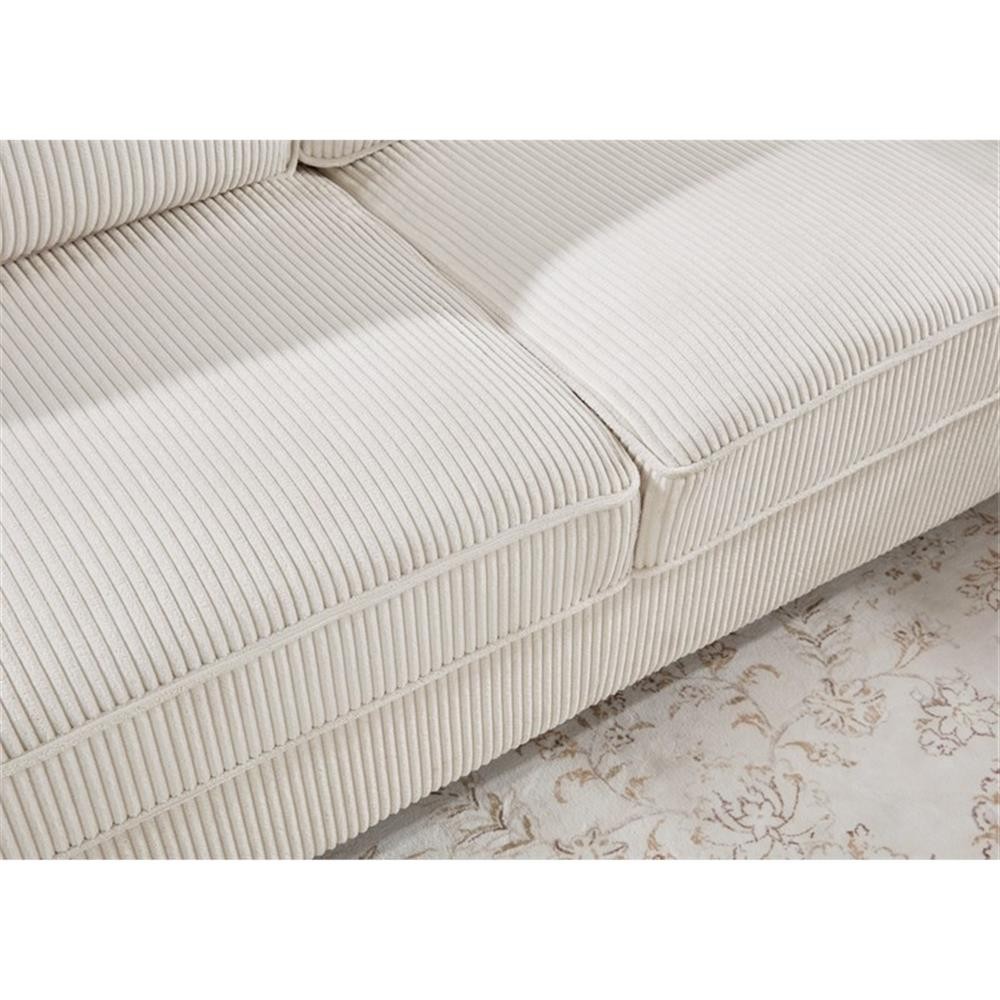 Bowery Hill 72.5"W Corduroy Sofa with USB and Side Pockets in Beige