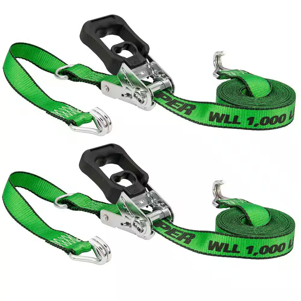 Chrome Ratchet Tie-Down Strap 16 Ft. X 1.25 In. 1,000 Lbs. (2-Pack)