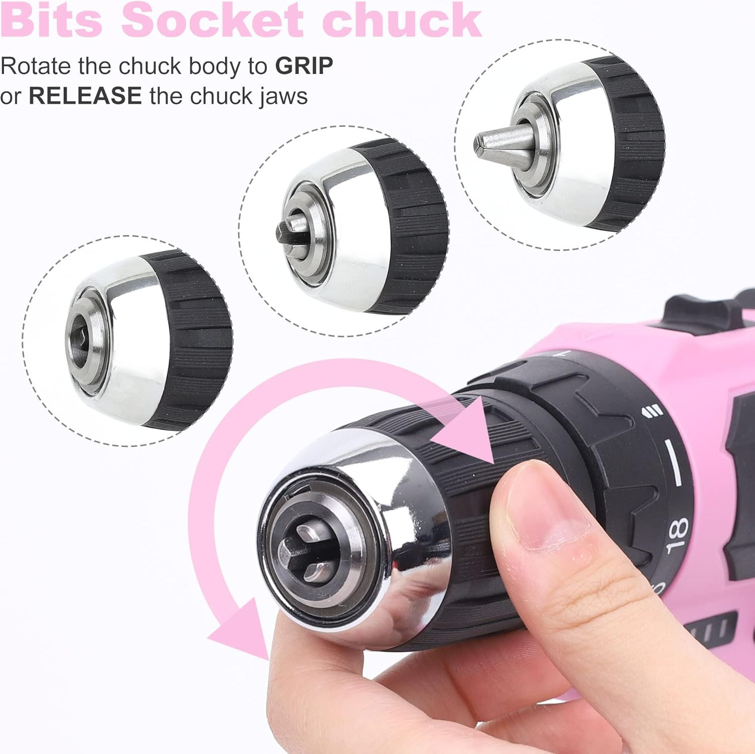 268-Piece Pink Tool Set with 20V Cordless Drill - Stylish & Functional!