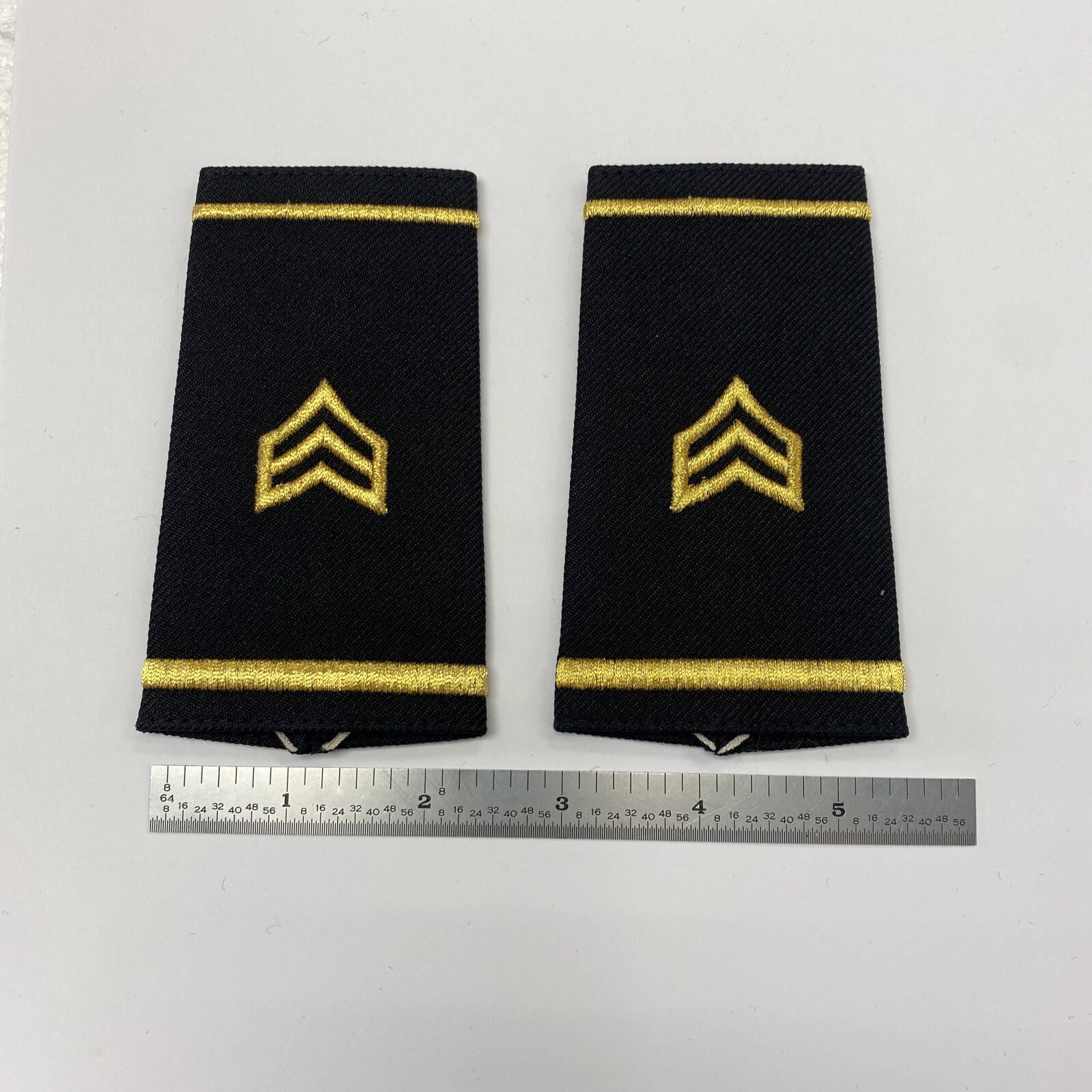 Police Sergeant Epaulettes, - Gold Embroidery On Black - 4.25”x2.125x2.5