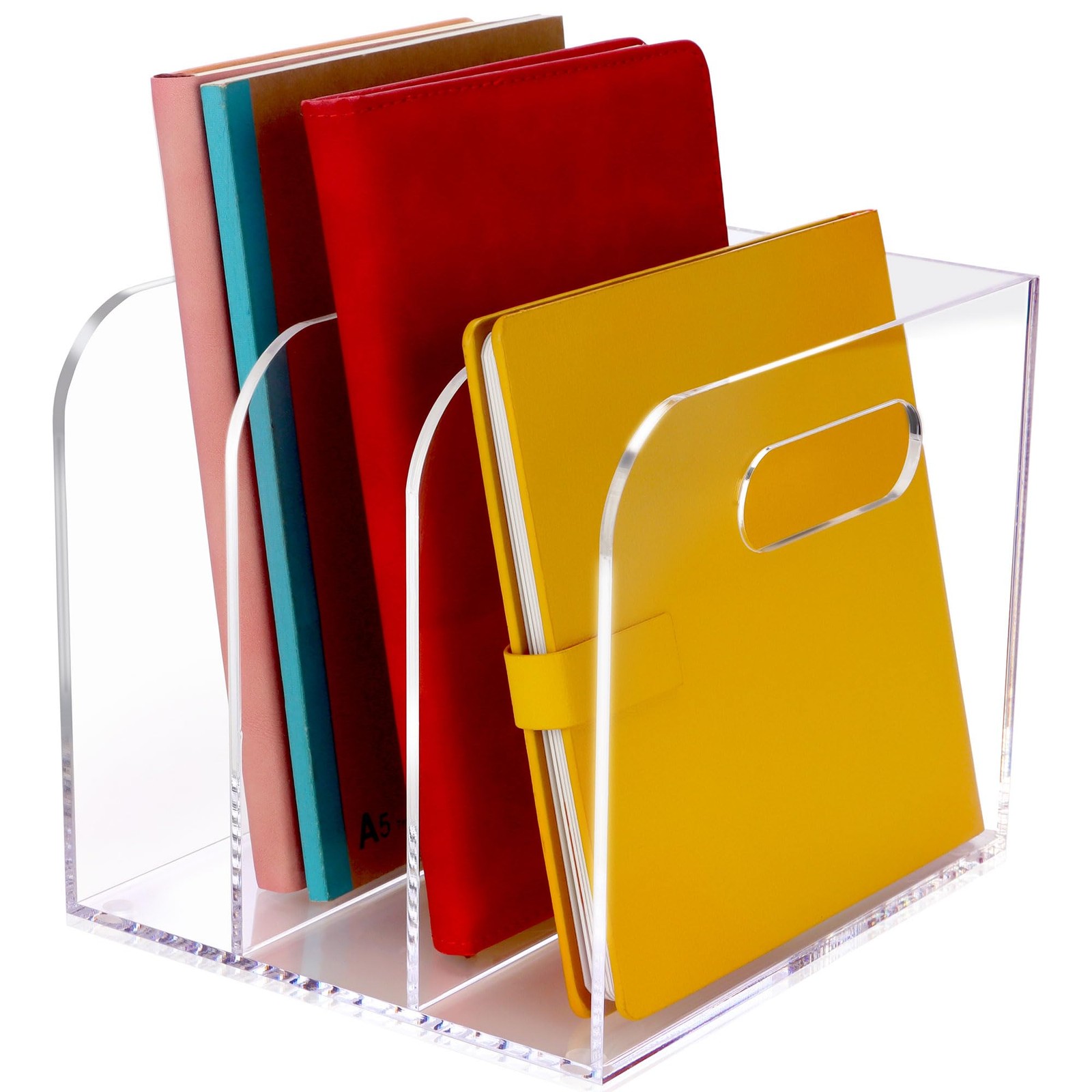 Febwind Clear Acrylic File Organizer, 3 6.7" L × 7.5" W × 6.3" H,