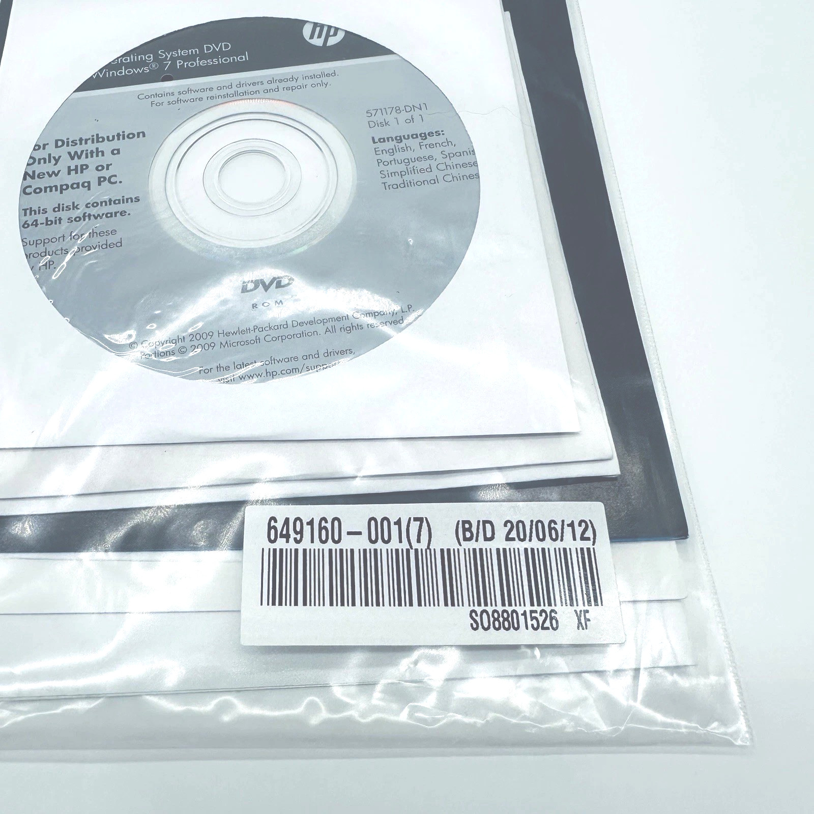 HP Windows 7 CD Disc Notebook Accessories for Dockable System Recovery DVD