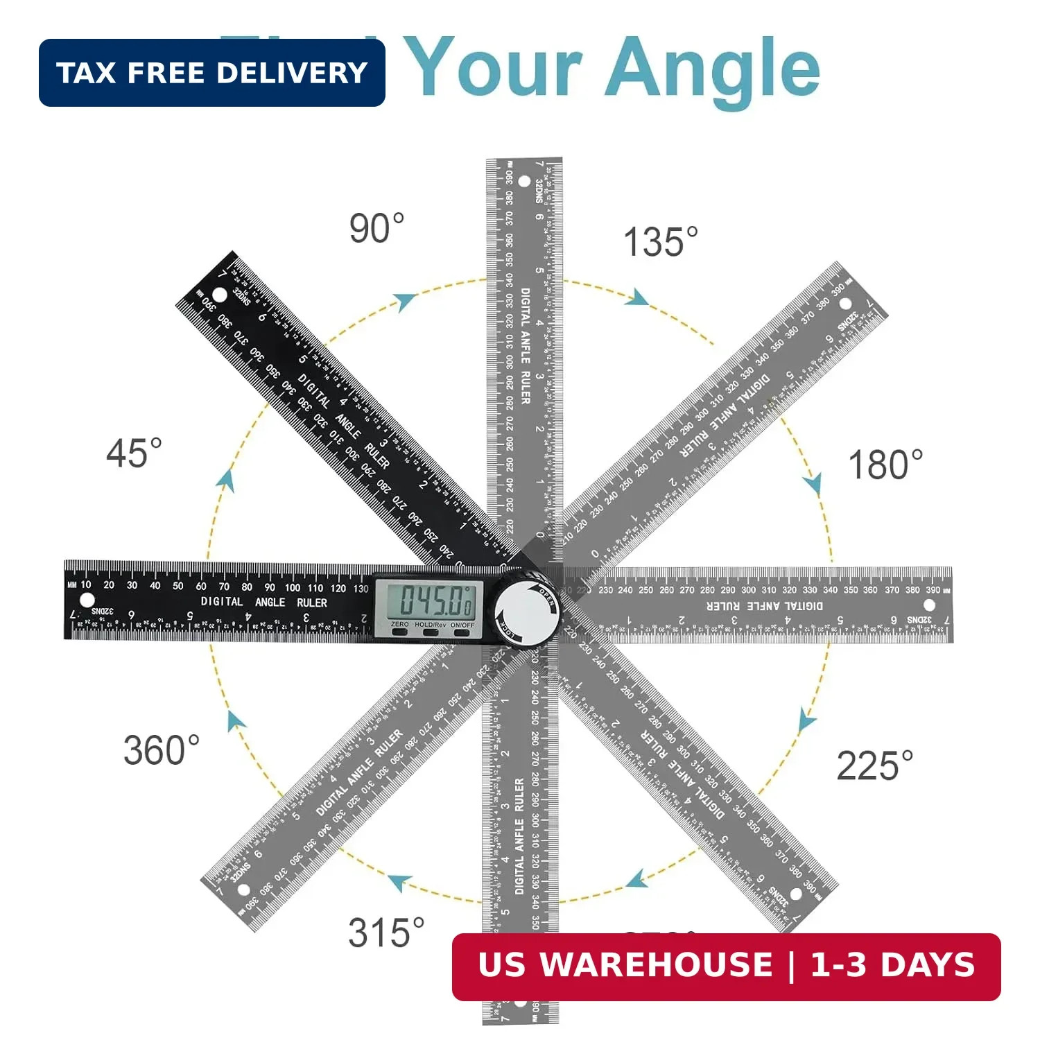 Third Generation Protractor Angle Finder Digital Angle Ruler with 7Inch 200Mm