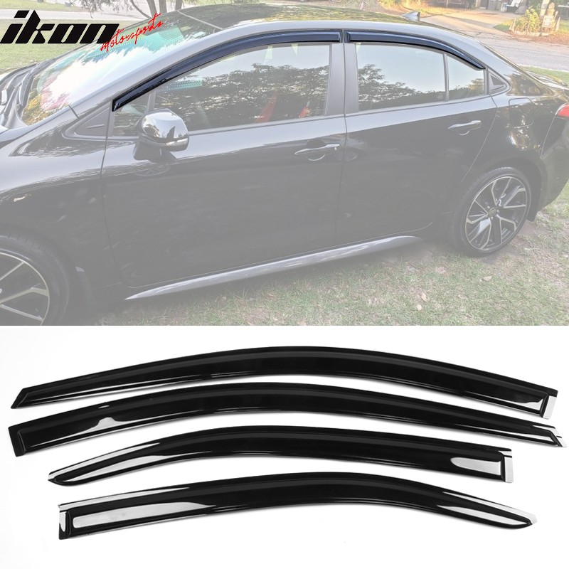 Fits 20-26 Toyota Corolla Sedan Window Visor Sun Guard Rain Deflector 4PC Set