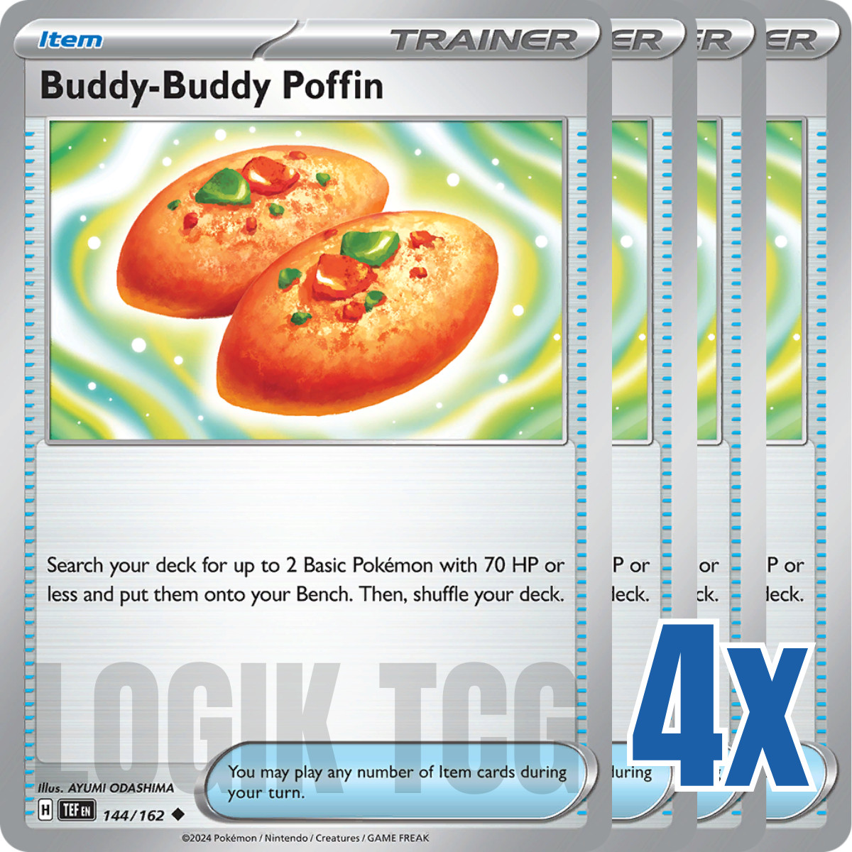 4x Buddy-Buddy Poffin 144/162 x4 Temporal Forces Pokemon TCG Playset