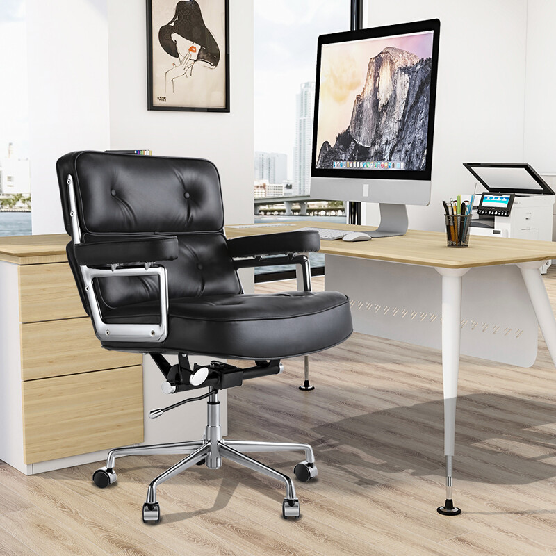 Adjustable Eams Office Chair Ergonomic Swivel Computer Desk Chair Real Leather