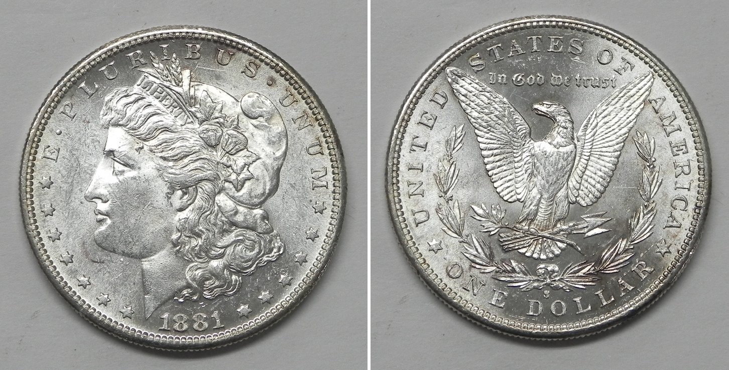 X7459  1881-S Morgan Dollar, Choice BU, Prooflike