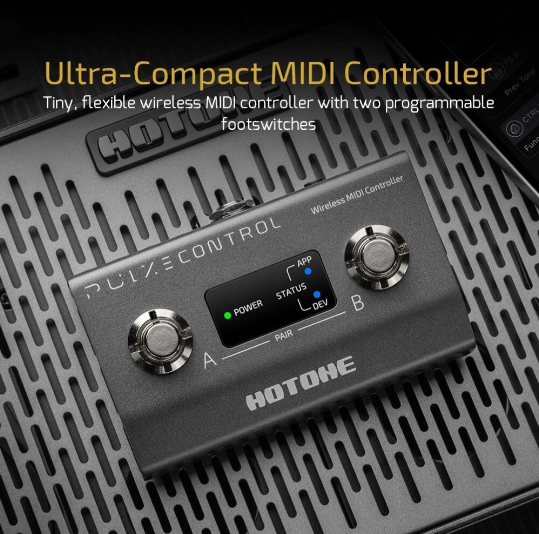 Hotone Pulse Control 2-Taste Wireless BT MIDI Fuß Controller Pedal NEW