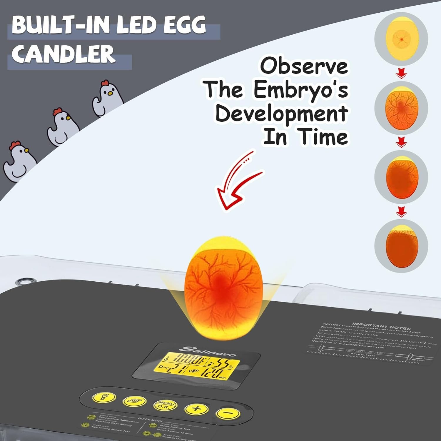 70 Egg Incubator with Automatic Egg Turning & Temperature Humidification Control