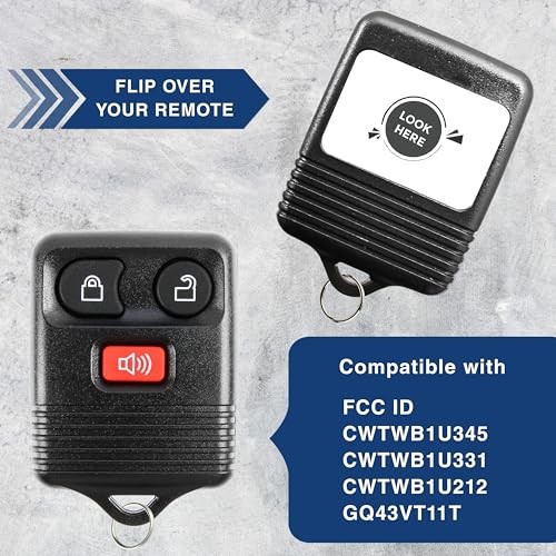 Keyless Entry Remote Control Fob Uncut Blank Car Ignition Key for 2-Pack