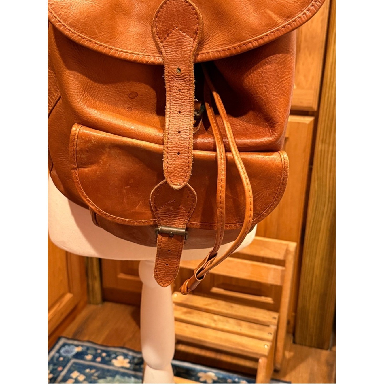 Premium Tan Leather Backpack - Classic Casual Carry