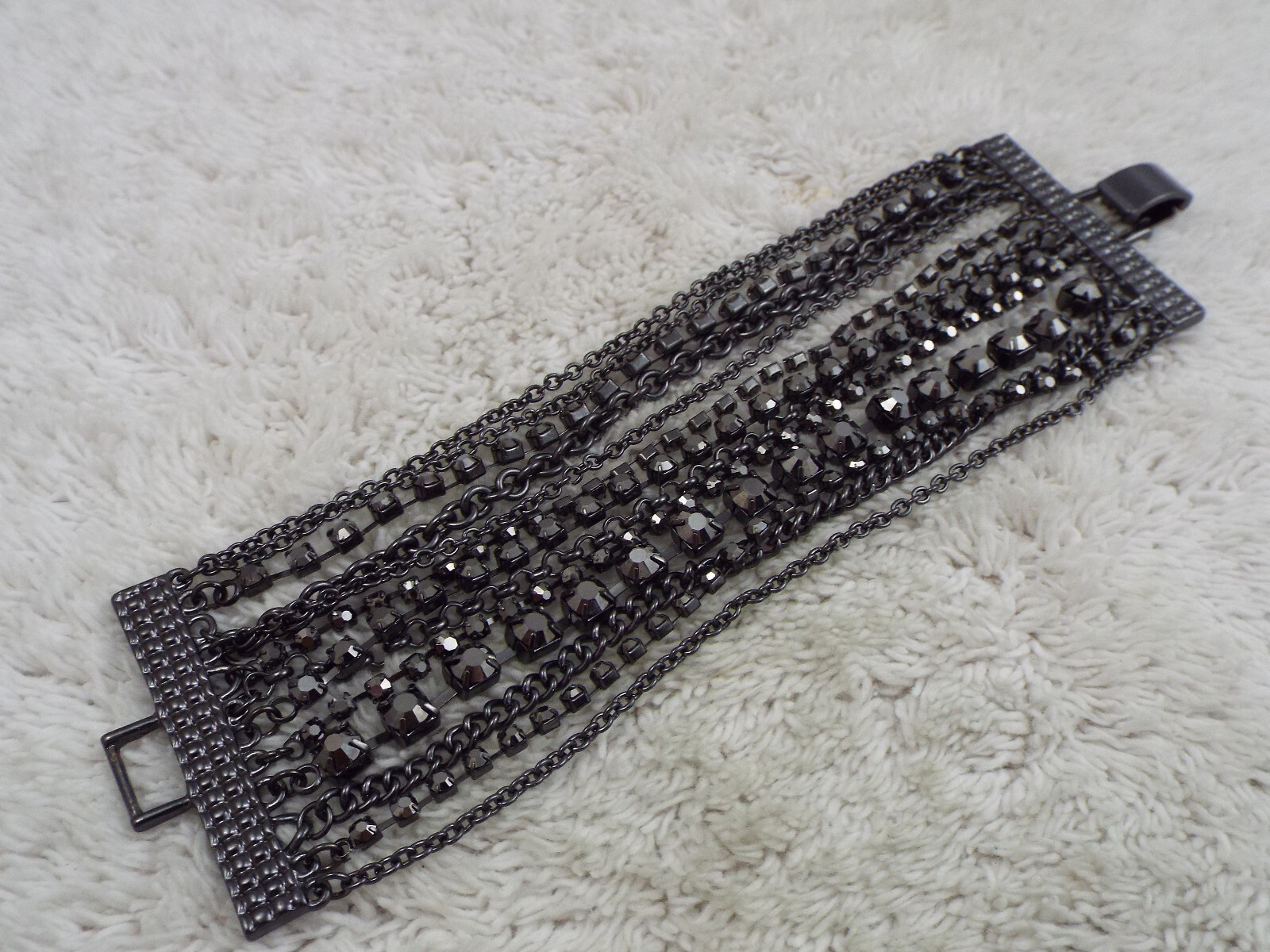 Gunmetal Black Rhinestone Chain Bracelet