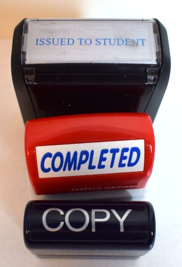 Set of 3 Rubber Office Stamps Copy Completed & Issued To Student!