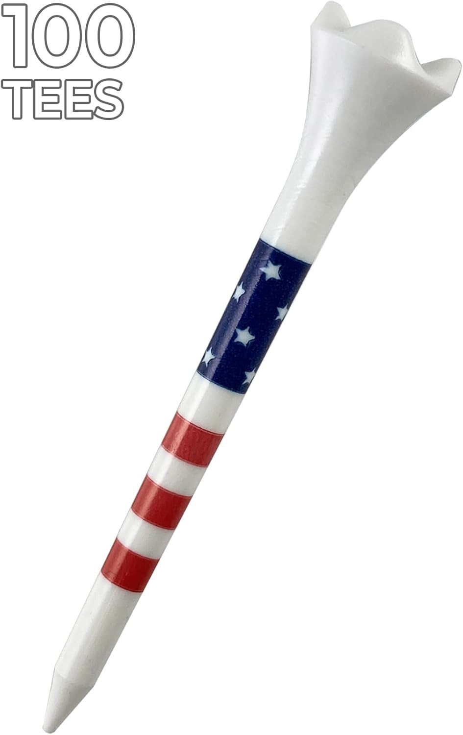 Pride Golf Tee Performance Plastic Golf Tees - Stars & Stripes - 100 Count, 3-1/