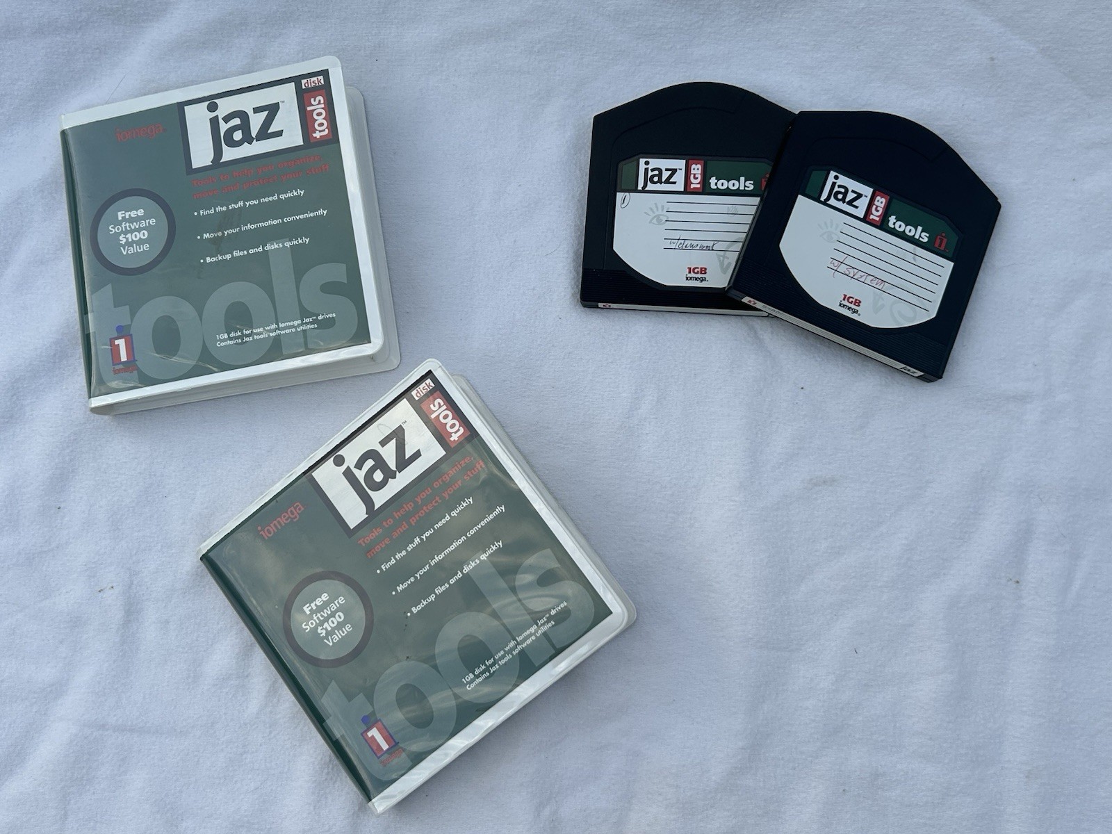 Iomega Jaz Disks 2 Count Tools 1GB Used ~