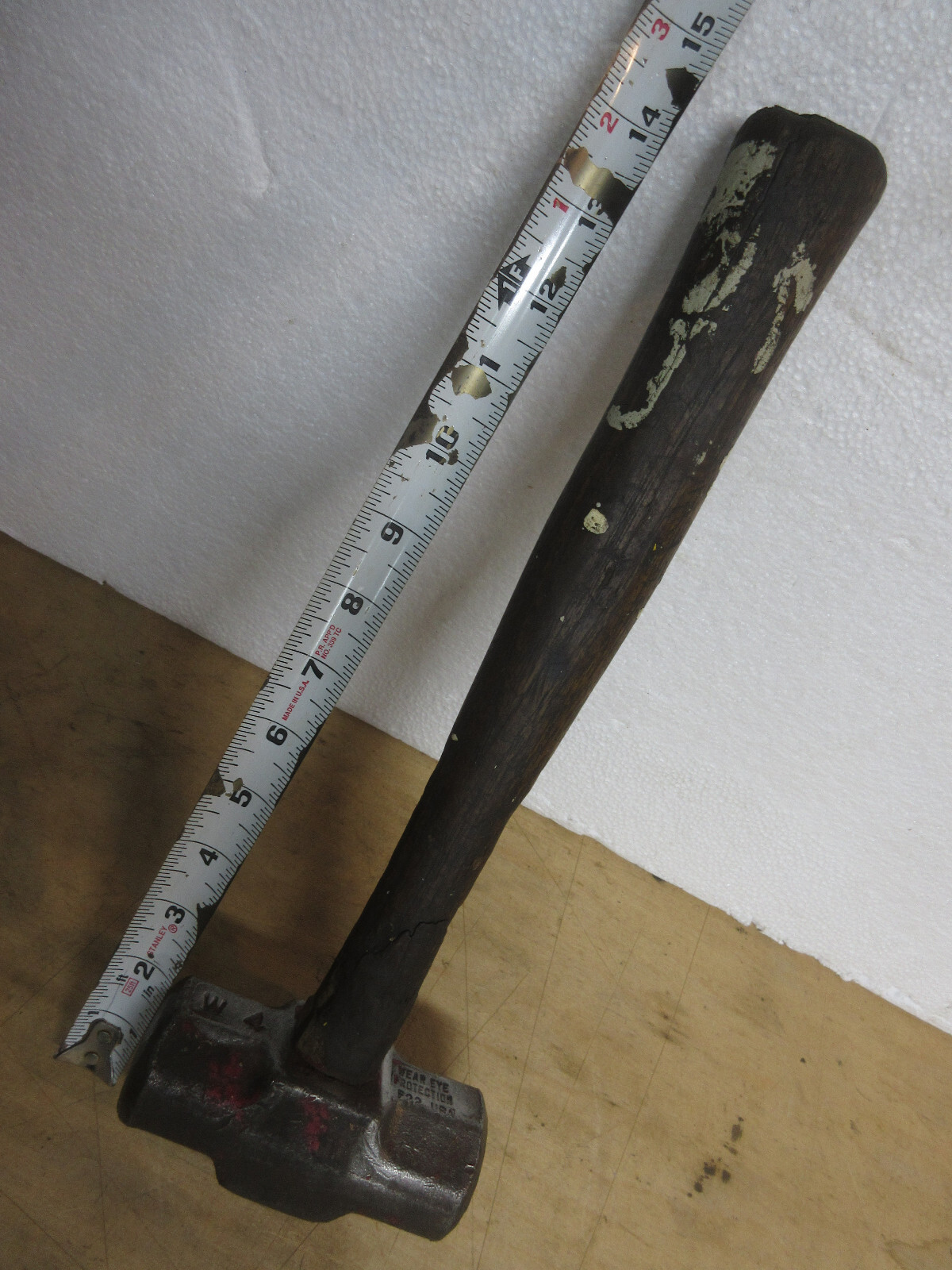 vintage W-4 sledge hammer F22 U.S.A. W/ handle old blacksmith hand tool 15"