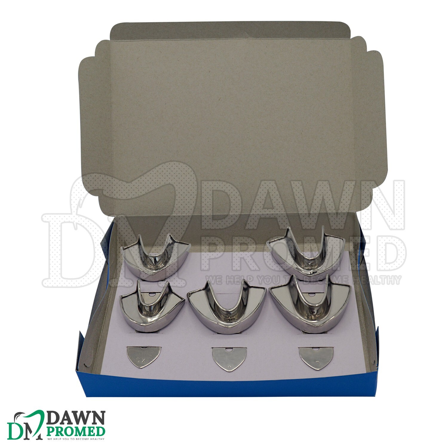 10 Pcs Solid Metal Dental Impression Trays set Upper & Lower Denture Instruments
