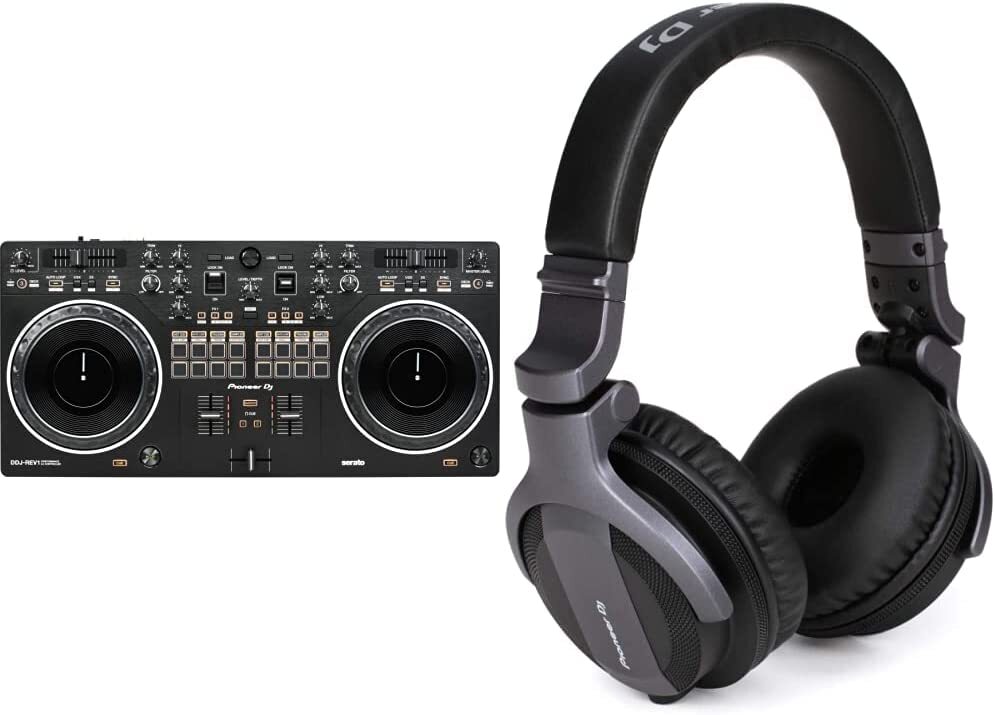 Pioneer DJ DDJ-REV1 2-deck Serato DJ Controller & CUE1 On-ear DJ Headphone - Bla