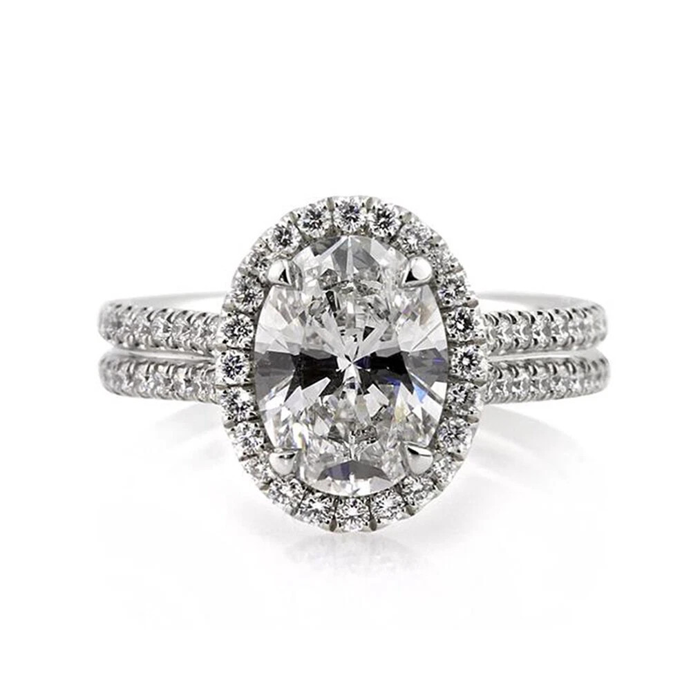 Oval Cut 3.50 Ct VVS1 Diamond Lab-Created Engagement Ring 14K White Gold FN