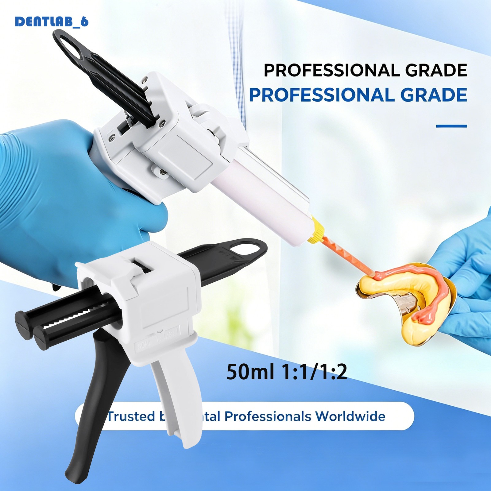 Dental Impression Universal Cartridge Dispenser Delivery Gun 1:1 2:1 50ml