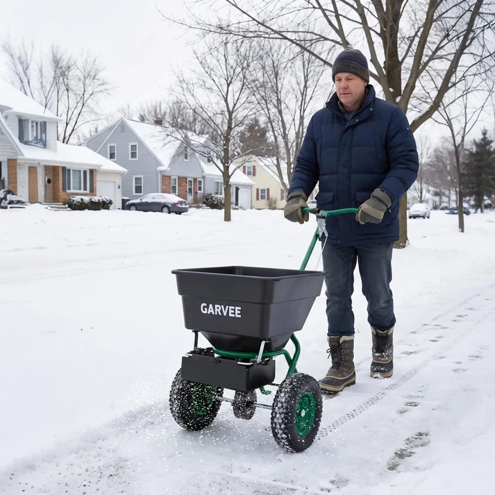 100 lb Push Broadcast Spreader with 12' Spread Width, Adjustable Drop Rate