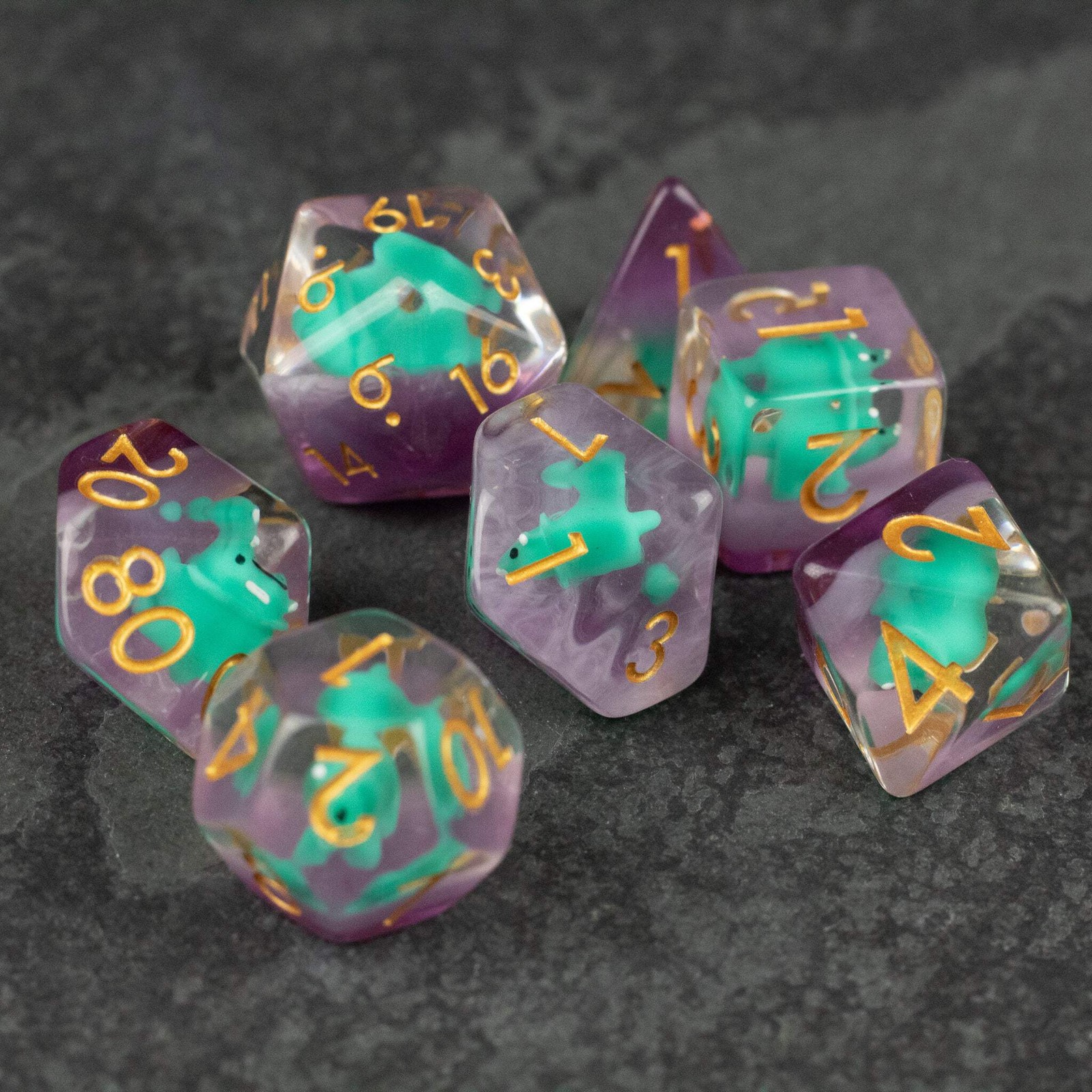 Green Triceratops Dice Set