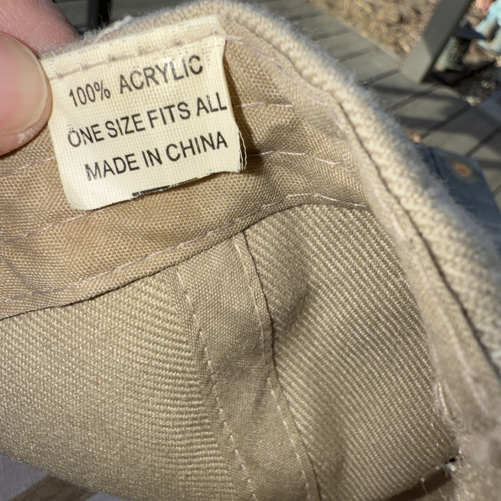 Florida Script navy And White on Tan Hat Cap W Eagle Hook Loop Acrylic EUC