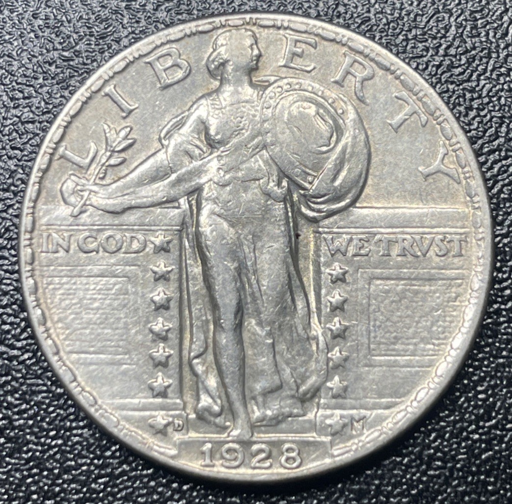 1928-D Standing Liberty Quarter 25c AU Almost Uncirculated