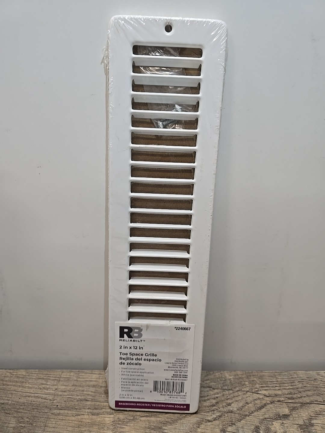 Toe Space HVAC Vent Grille Reliabilt 2 in x 12 in. 2240667 White