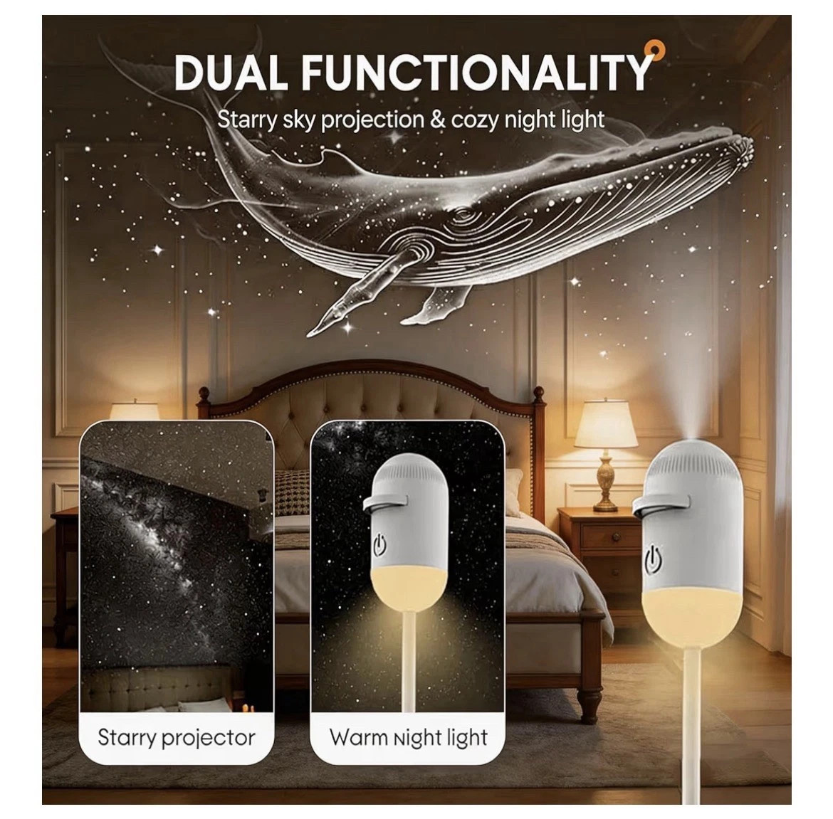 Galaxy Projector Night Light HD 360° Rotating LED Starry Sky Nebula Mood Lamp
